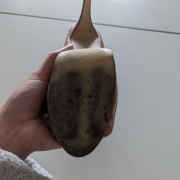 Bronze Snakeskin Peeptoe High Heel Booties - Picture 5 of 5